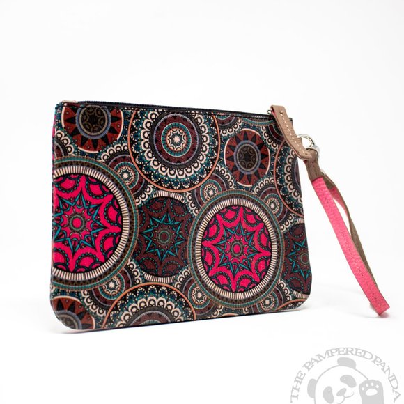 LODIS Mandala Design Multicolor Leather Wristlet Womens Bag Pouch Makeup Clutch - Picture 3 of 4